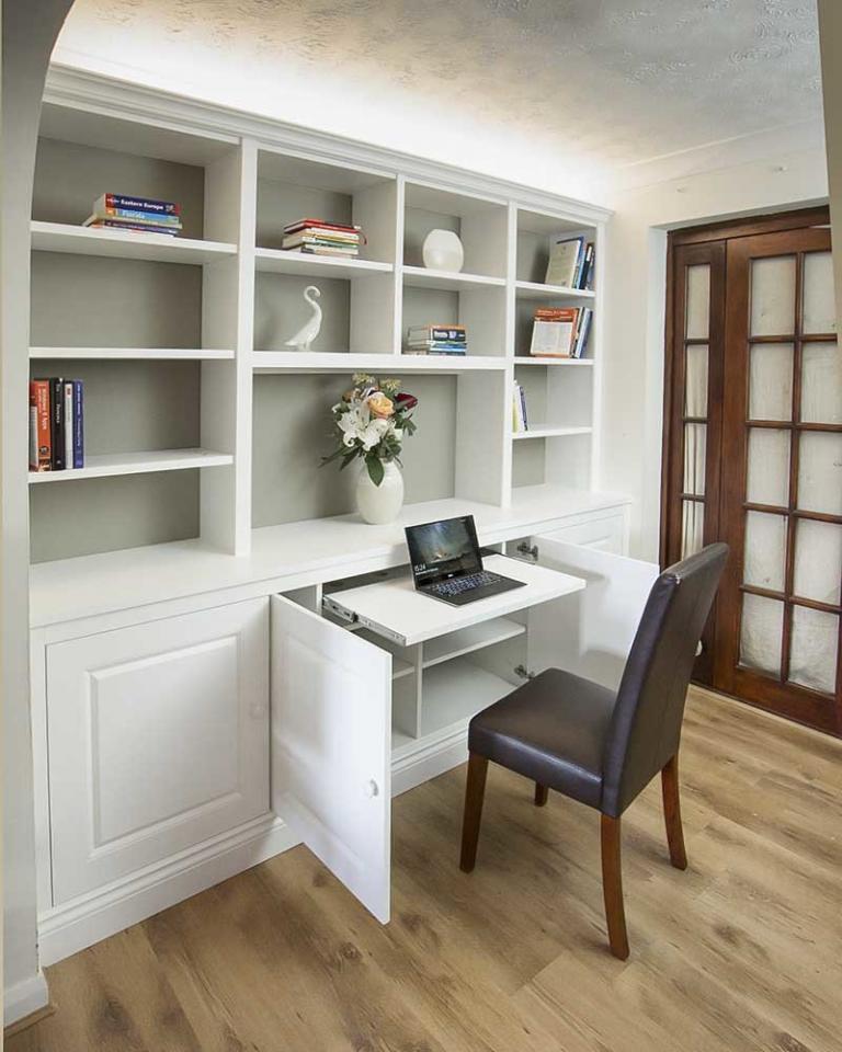 bespoke and bookcases with pull out desk home office Built