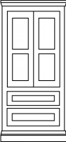 Two equal panel door with twin drawer